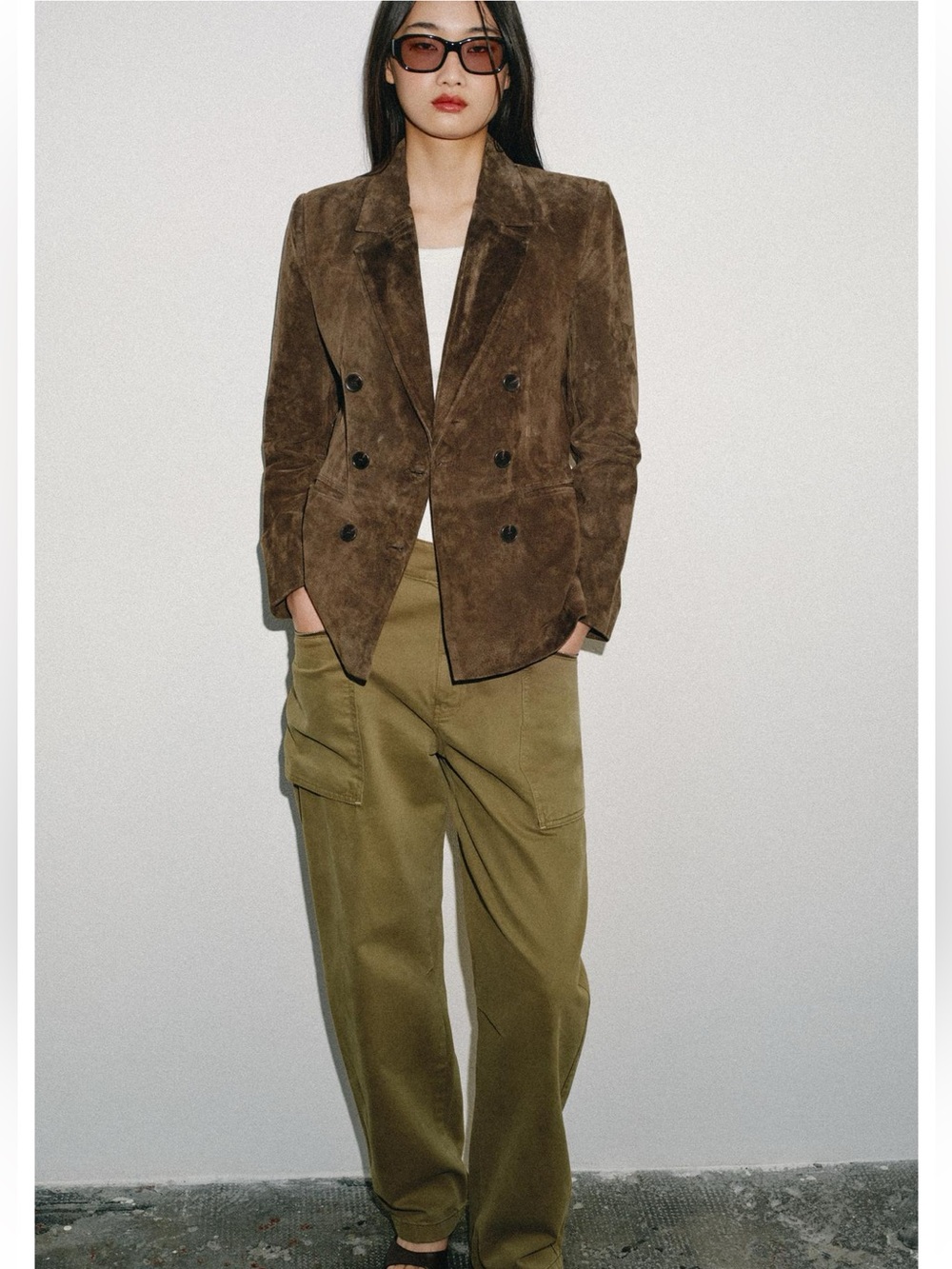 Women’s Double-Breasted 100% Suede Leather Blazer